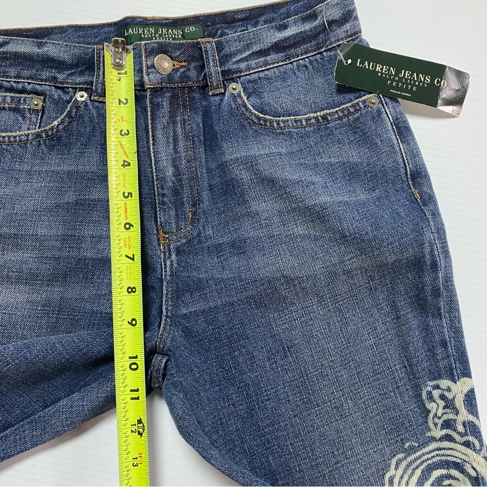⭐️HP⭐️ NEW Petite RALPH LAUREN INDIGO GROTTO PAISLEY SCROLL DESIGNER JEANS 2P - Picture 7 of 12
